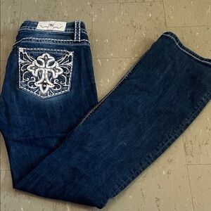 Women's Blue Embroidered Miss Me jeans